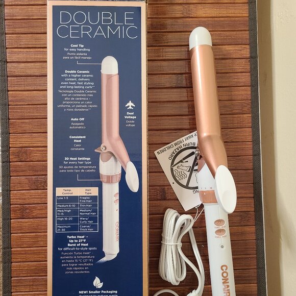 Conair Double Ceramic 1" Curling Iron - White/Rose Gold - Picture 2 of 8